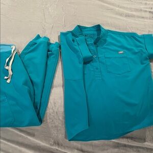 Figs Vibrant Blue Scrub Set with Top and Pants